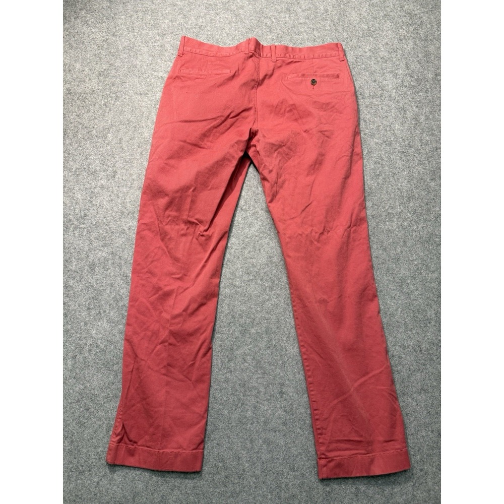 J Crew Flex Straight Mens 34x32 Chino Pants Red Coral Stretch Casual Preppy
